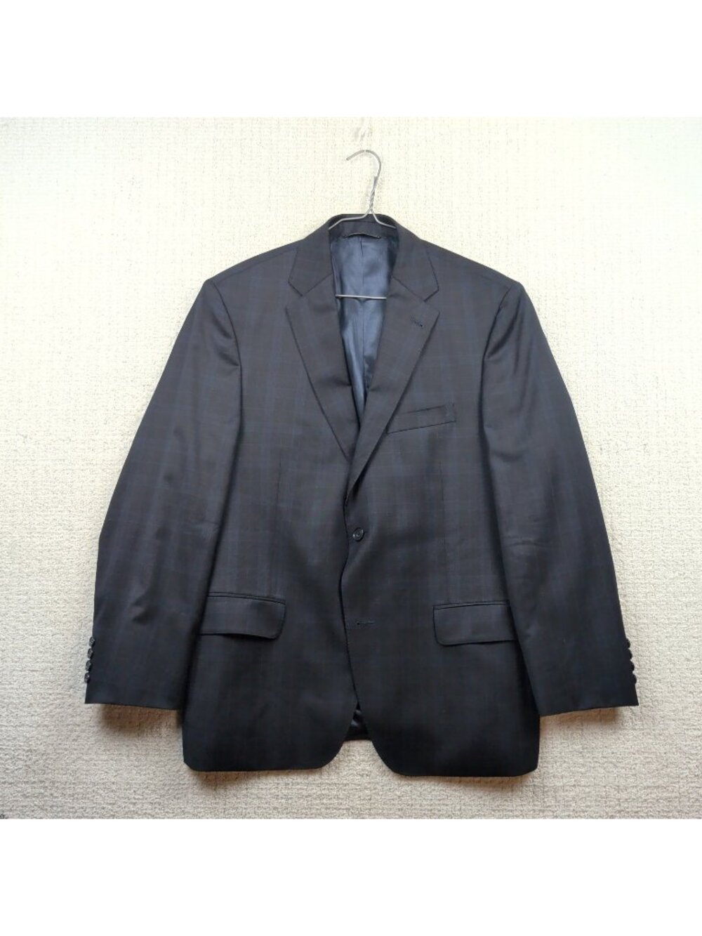 Reda Italy Super 130s Wool Blazer Sports Coat Men Sz 42S Dark Blue Plaid Preppy